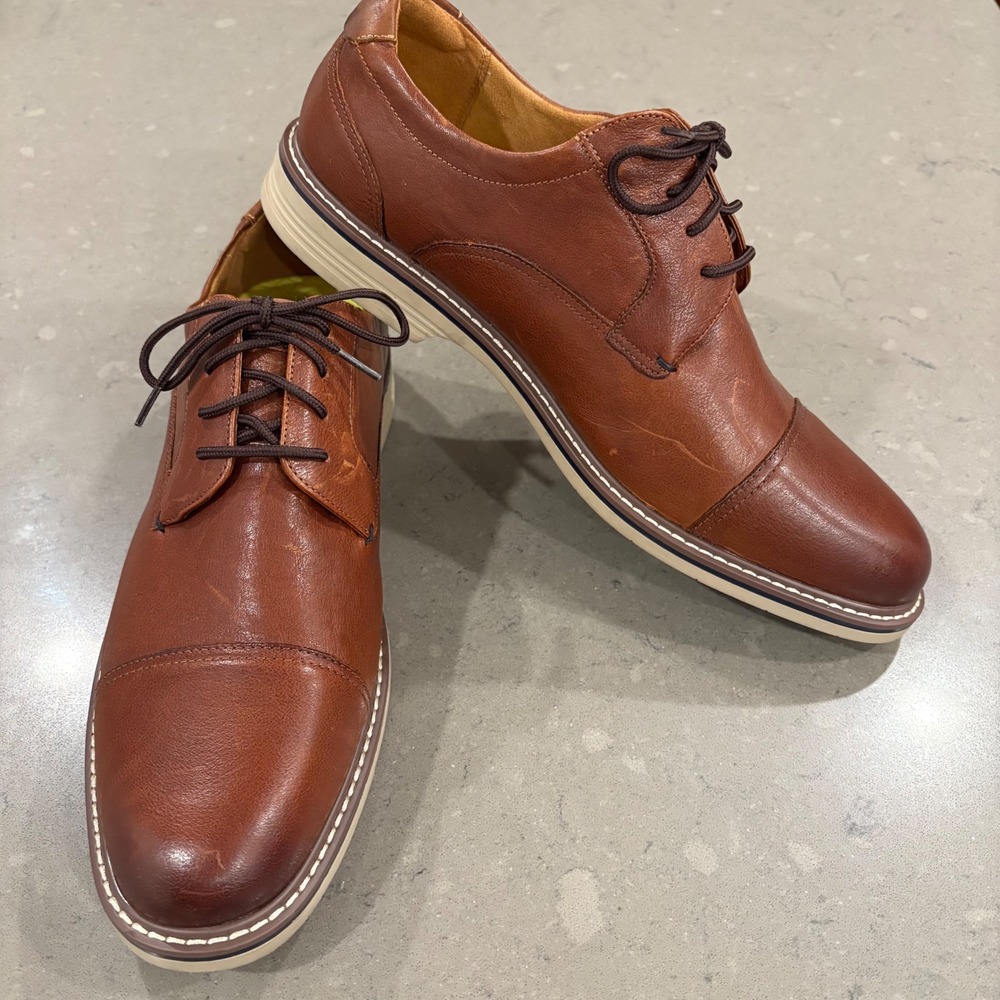 Florsheim Norwalk Cap Toe‎ Oxford Men 13W Leather Dress Shoe Cognac   Comfort - Picture 2 of 14